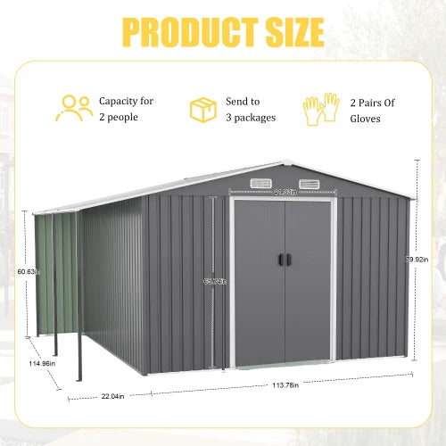 Outdoor Metal Storage Shed With Lockable Door And Chicken Coop