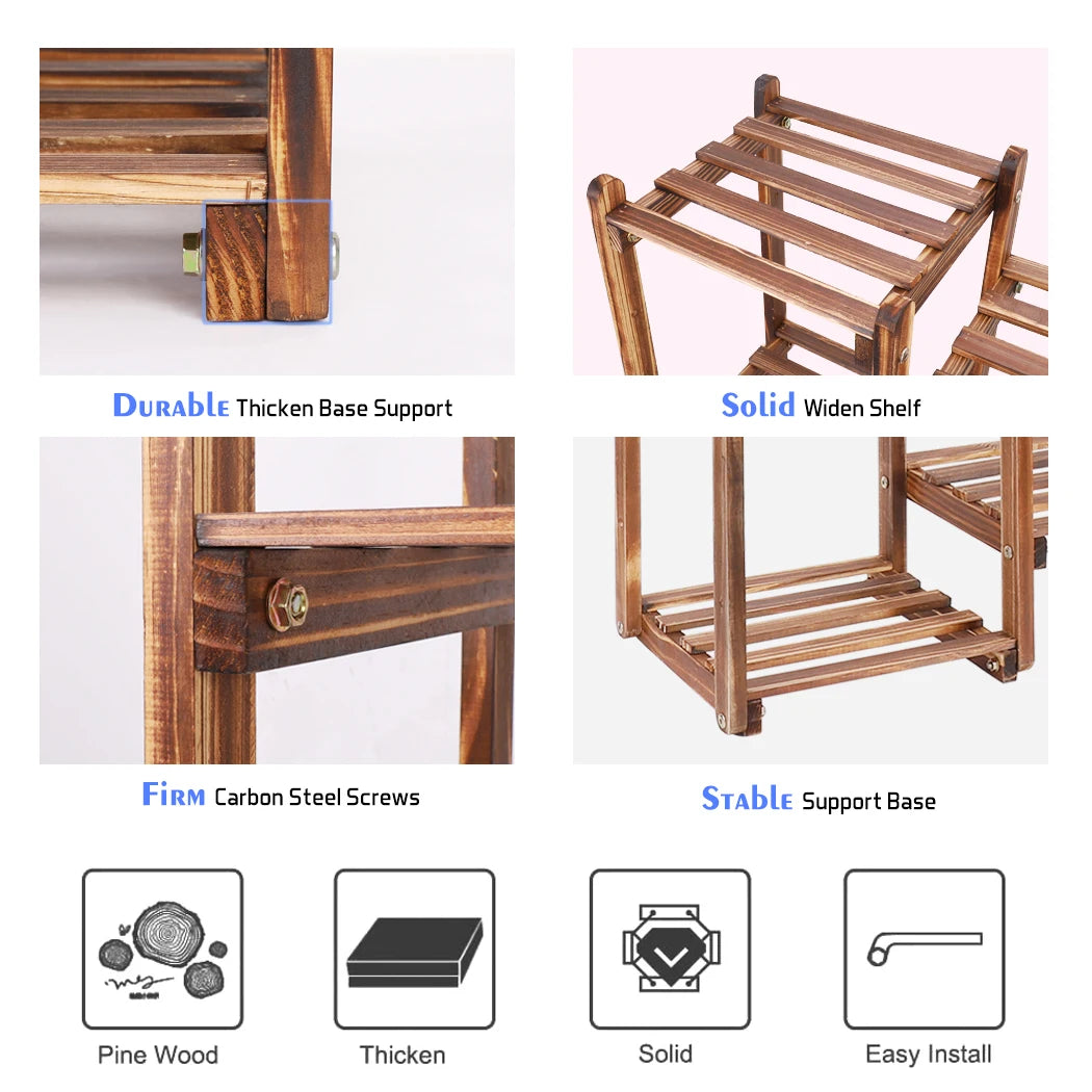 Wisfor Eight Tier Wood Plant Stand Indoor Outdoor Flower Rack