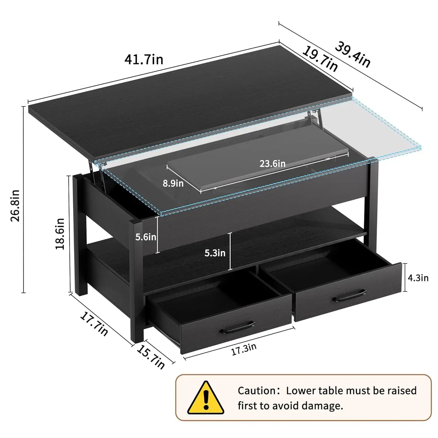 Guangbai Lift Top Coffee Table With Storage And Hidden Compartments