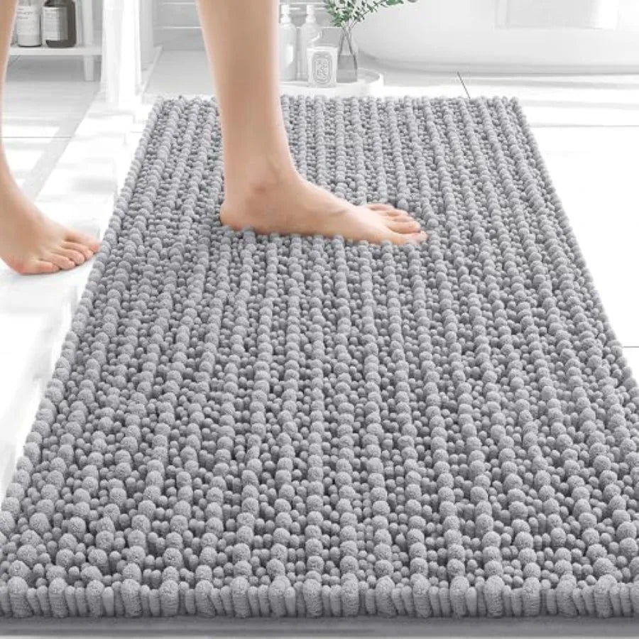 Soft Absorbent Chenille Bathroom Rug Mat With Non Slip Backing