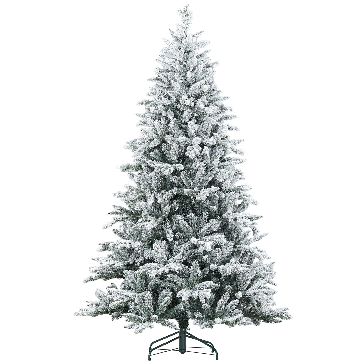 Snow Flocked Artificial Christmas Tree With 1401 Tips Hinged Stand