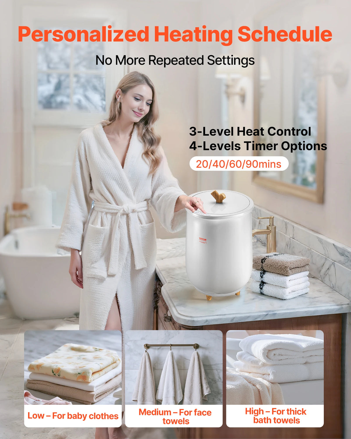 SucceBuy Heated Towel Warmer Bucket With LED Light