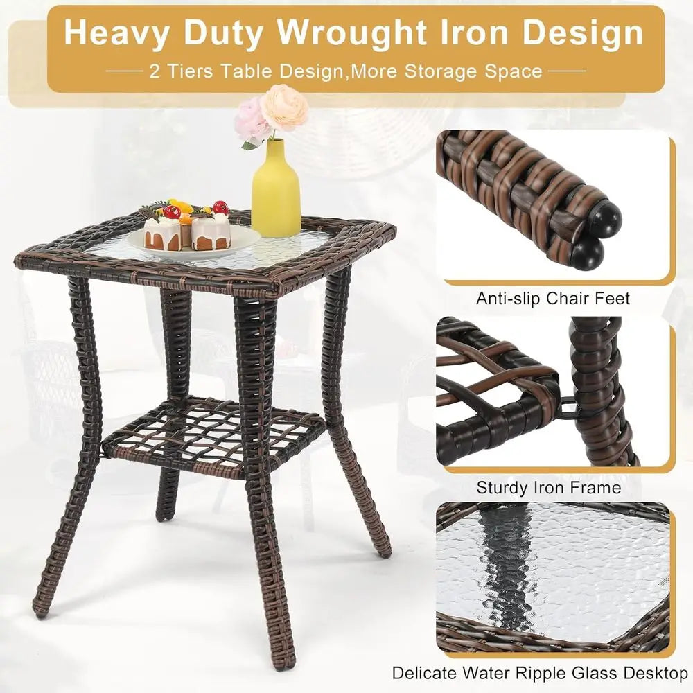 Three-Piece Outdoor Patio Bistro Set With Swivel Chairs And Table