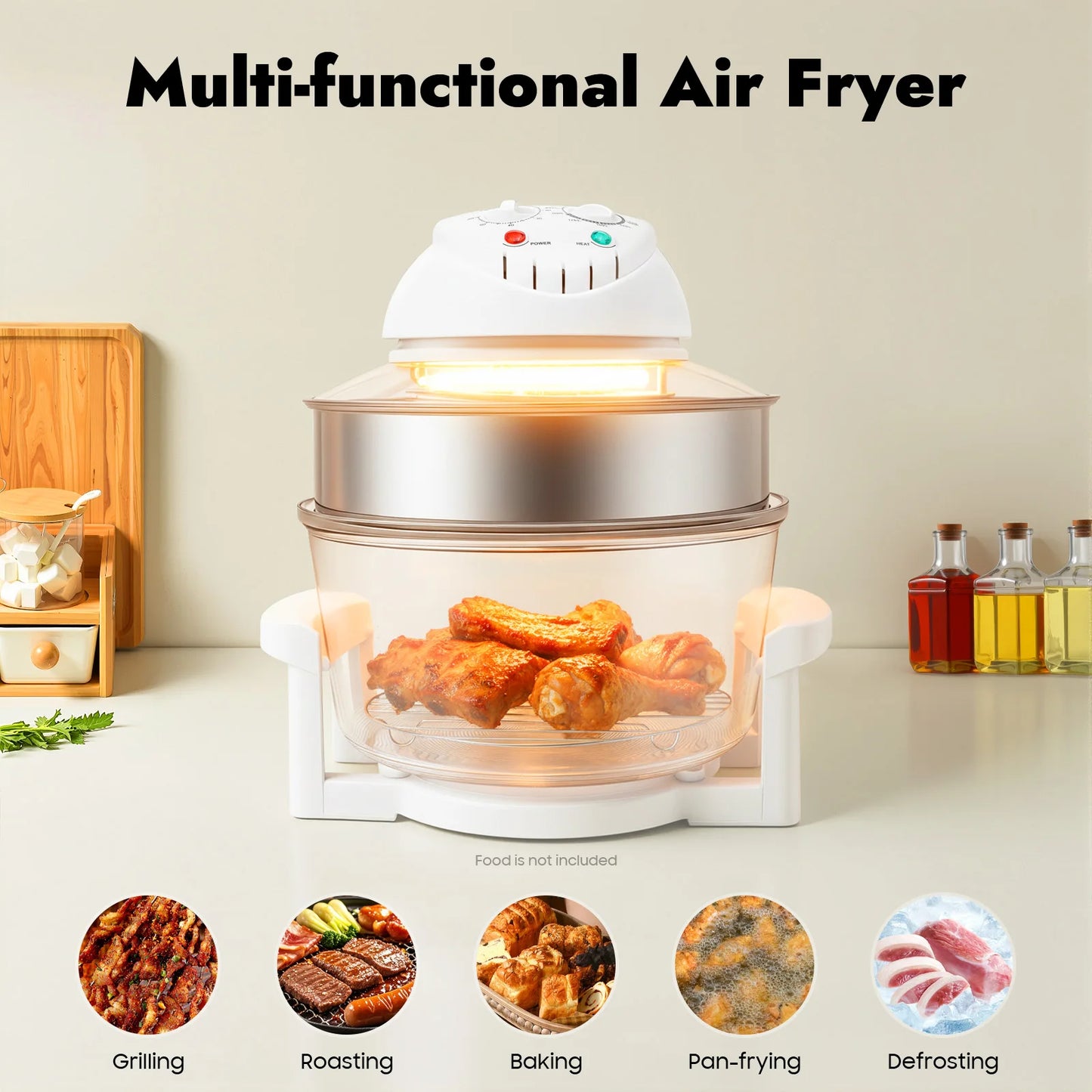 Visual Air Fryer Oil Free Cooker With Grill Rack Efficient