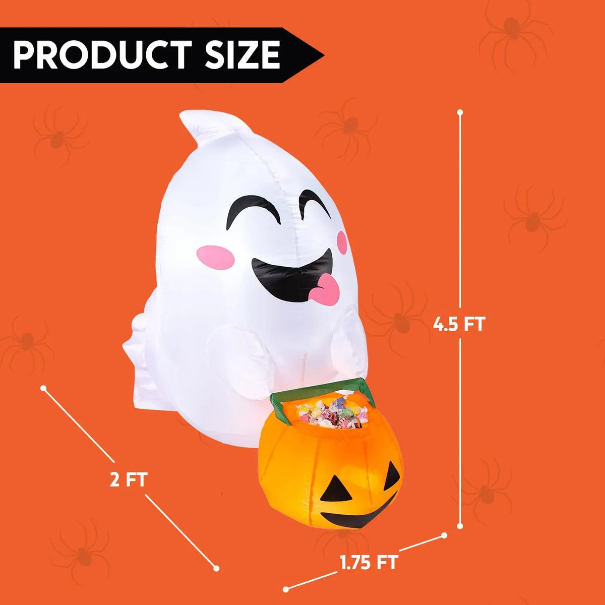 Halloween Inflatable Ghost With Candy Basket Window Yard Decoration