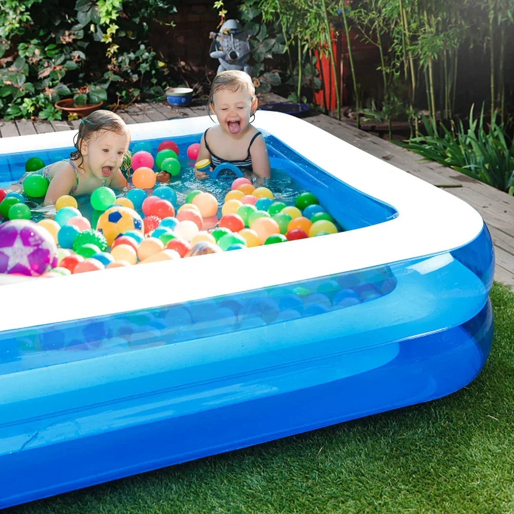 Kmoist Inflatable Rectangular Pool Large Family Outdoor Bathing Tub