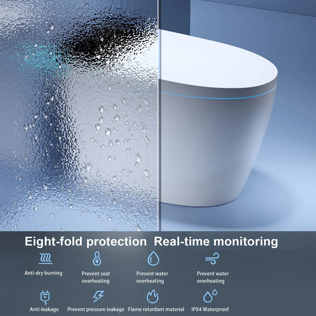 Smart Toilet Featuring Heated Bidet Seat Auto Open Lid