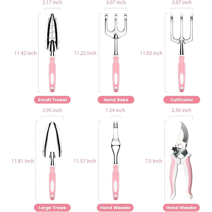 Garden Tools 8 Piece Gardening Tools with Bag Heavy Duty Stainless Steel Garden Tools Set Outdoor Hand Tools for Planting Weedi