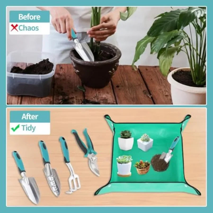 Garden Tools Gardening Tool Set with NonSlip Handles Lightweight Aluminum Alloy RustProof Gardening Hand Tools with Gloves Idea