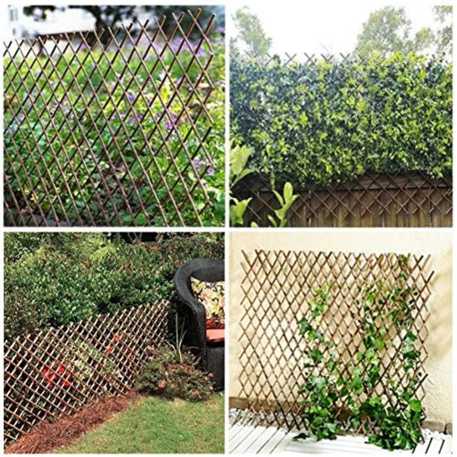 Natural Willow Lattice Trellis Fence For Climbing Plants Expandable Panel