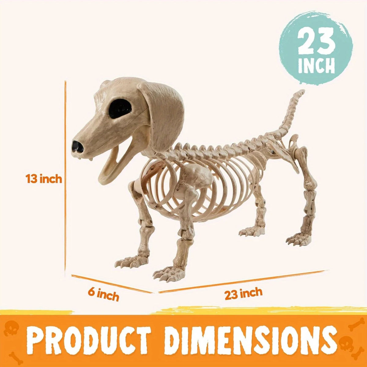 Posable Halloween Wiener Dog Skeleton Indoor Outdoor Home Decoration