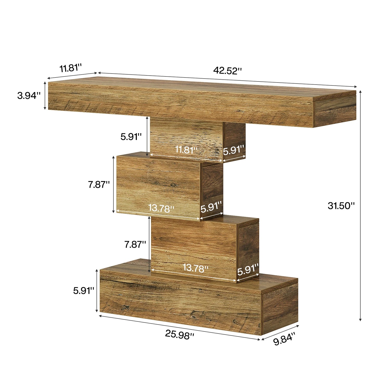 Tribesigns Farmhouse Industrial Console Table With Geometric Base