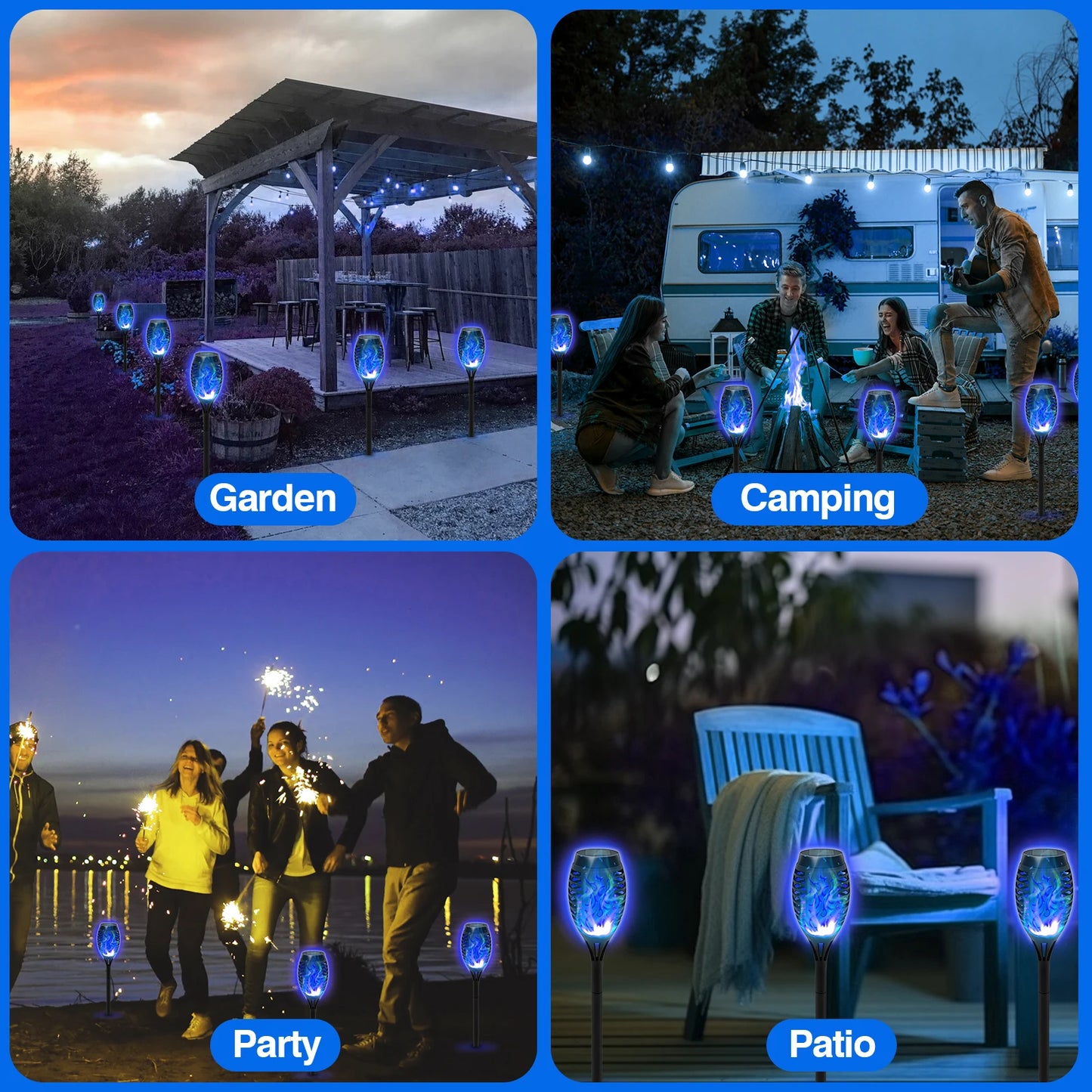 Solar Flame Torch Led Lights for Outdoor Lawn Pathway Decoration