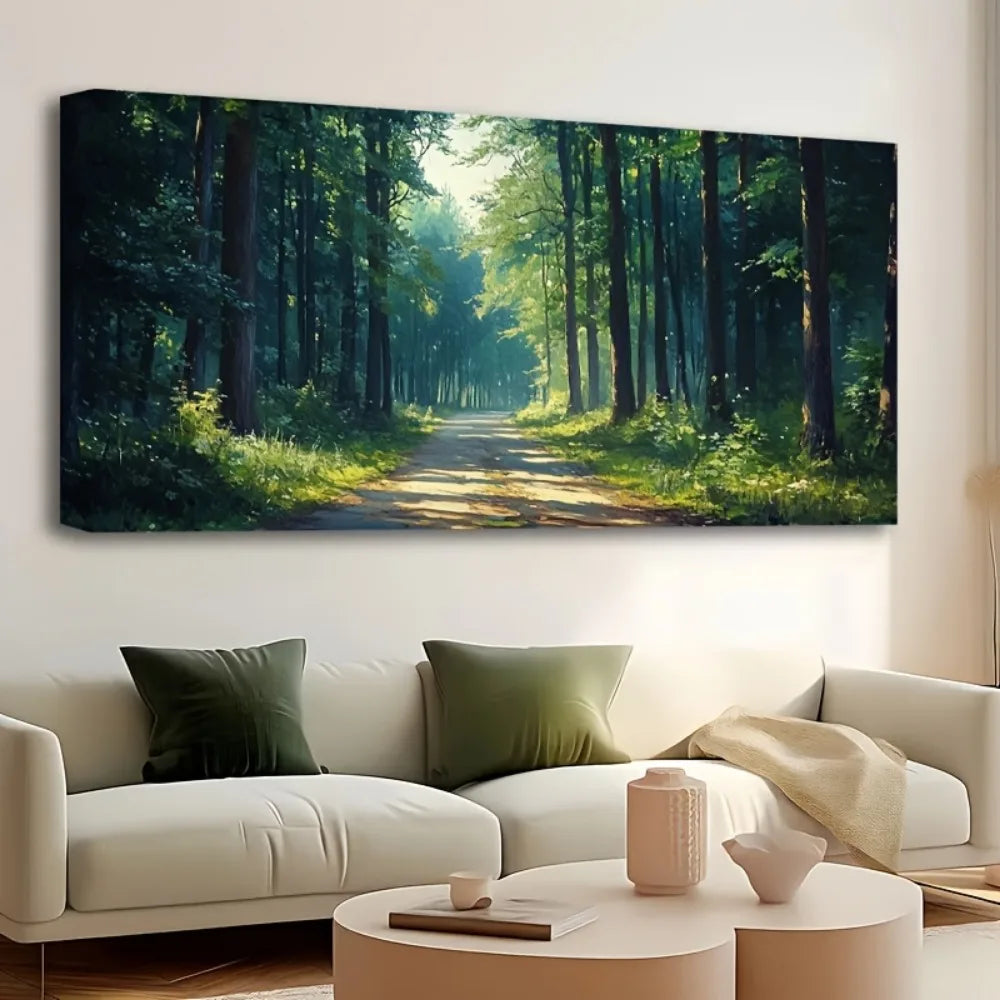 Forest Oil Painting On Pine Frame For Home Decoration