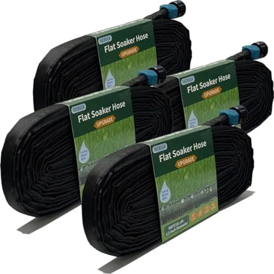 2025 Flat Soaker Hose 200 ft for Garden 200' 50ft x 4 Linkable Drip Hose DIY Garden Irrigation System Saving 80 Water Dual-laye