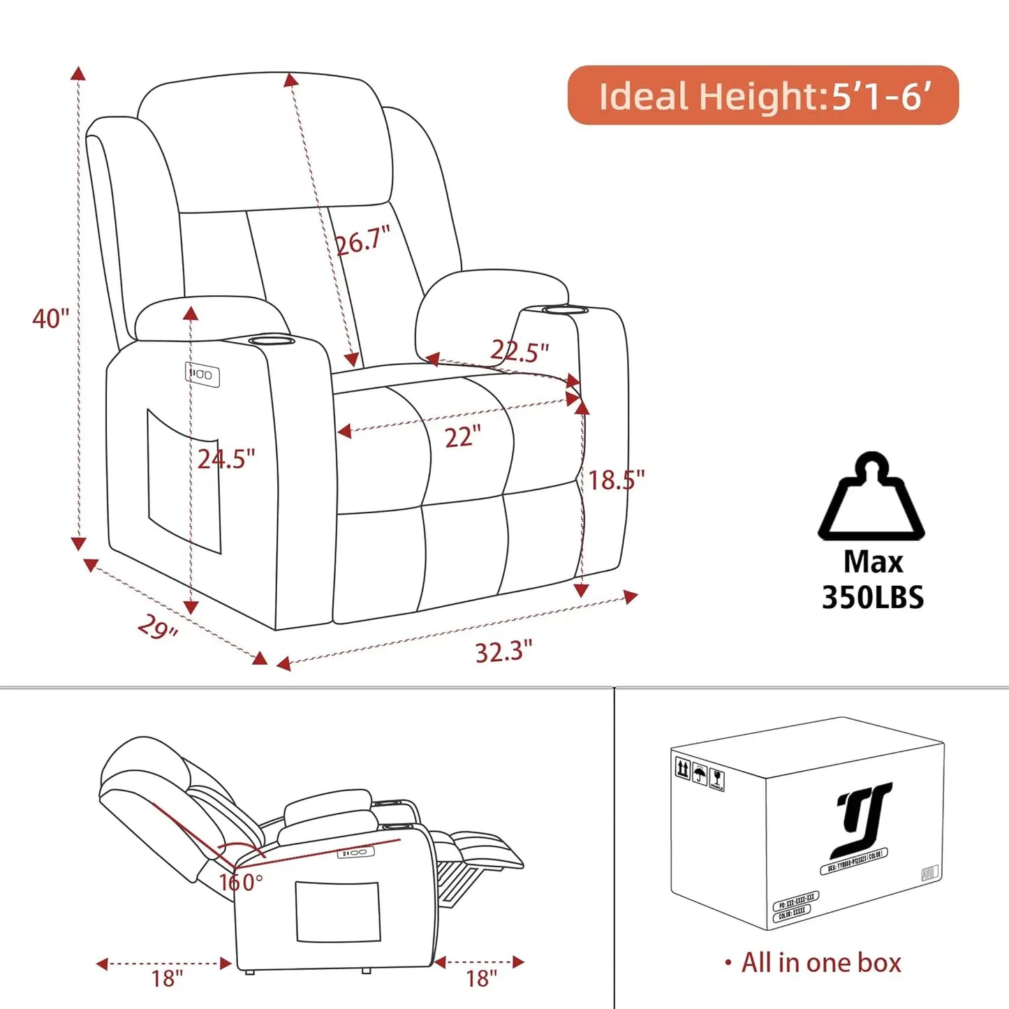 Swivel Rocker Recliner Chair for Adults, Massage Recliner with Heat and Manual, Rocking Recliner with Cup Holders &, Customized