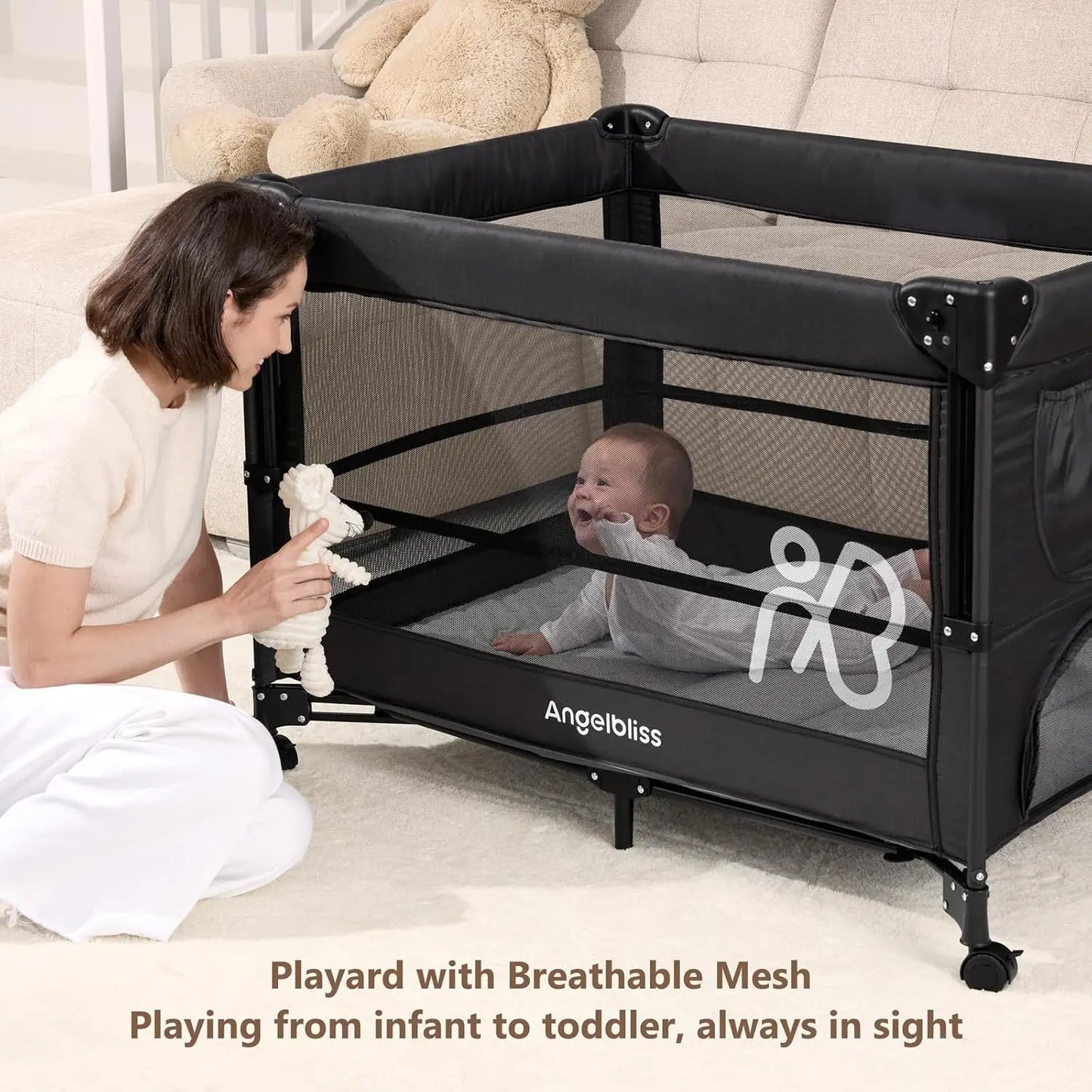 Portable Baby Bassinet Bedside Crib With Mattress And Diaper Changer
