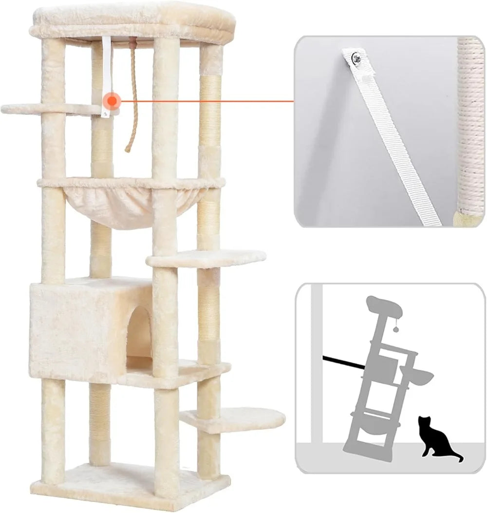 Heybly Heavy Duty Cat Tree For Indoor Cats With Multi Level Plush Condo