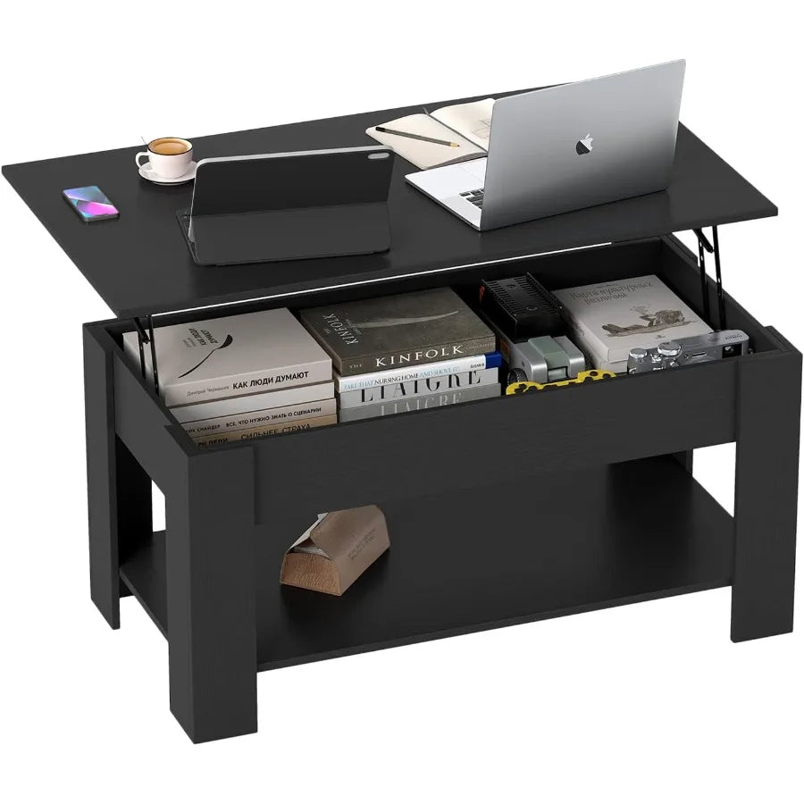 XIUWO Lift Top Coffee Table With Hidden Storage For Living Room
