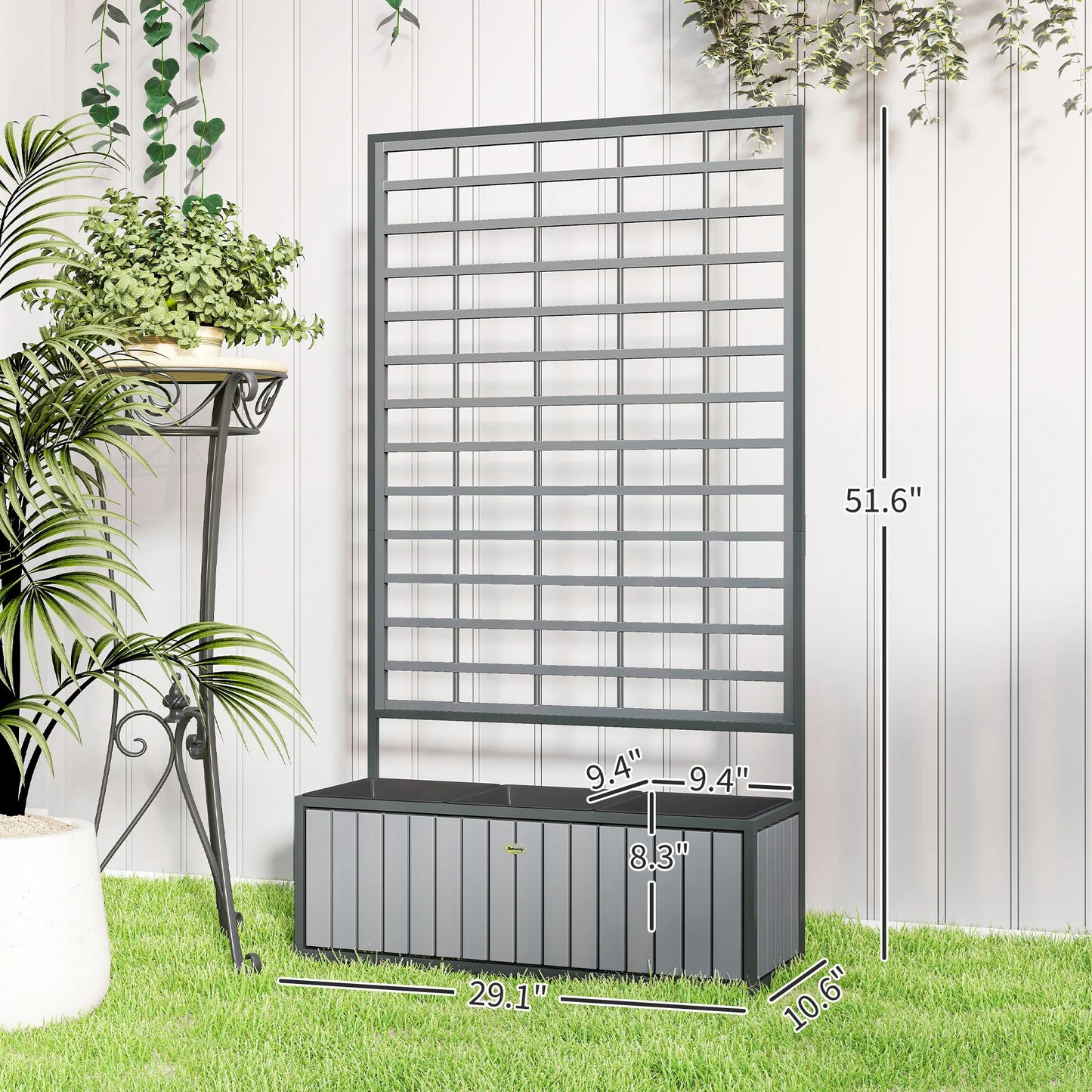 Raised Garden Bed With Trellis Planter Box And Removable Pots