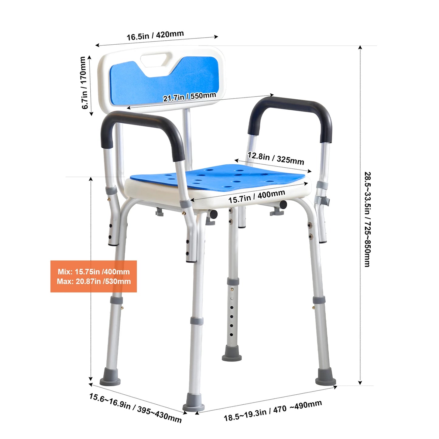 SucessBuy Adjustable Height Shower Seat Bench For Elderly