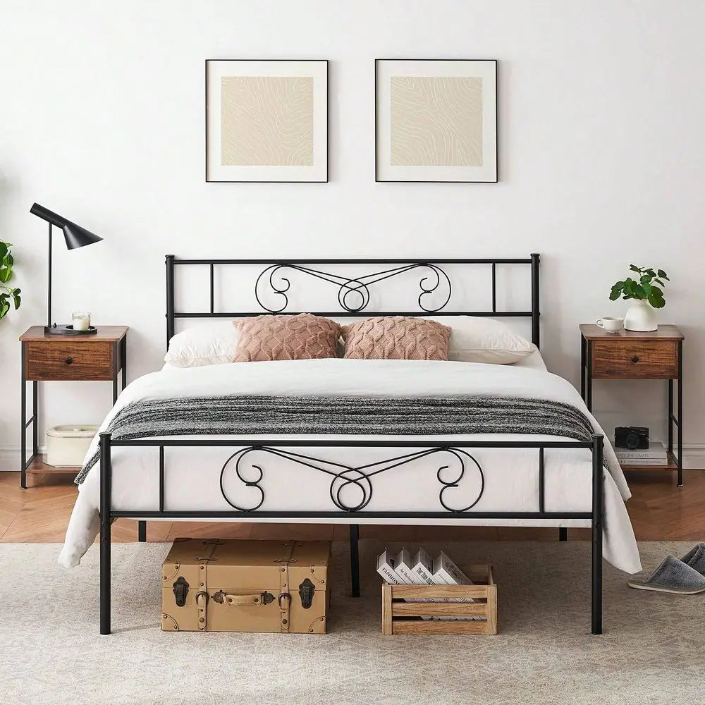 XMSJ Metal Platform Bed Frame With Headboard And Footboard