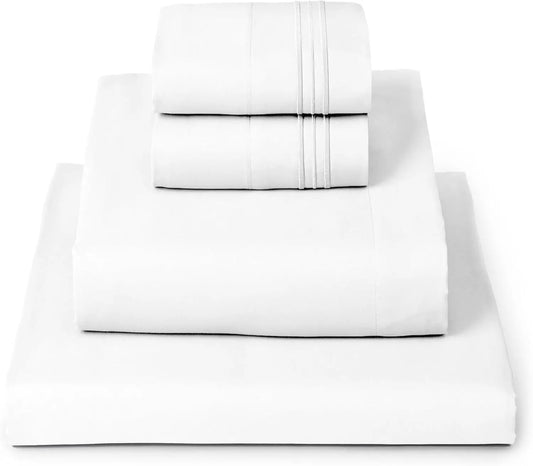 Hotel Luxury Queen Sheet Set 4 Piece Polyester Cotton Cooling Stain Resistant