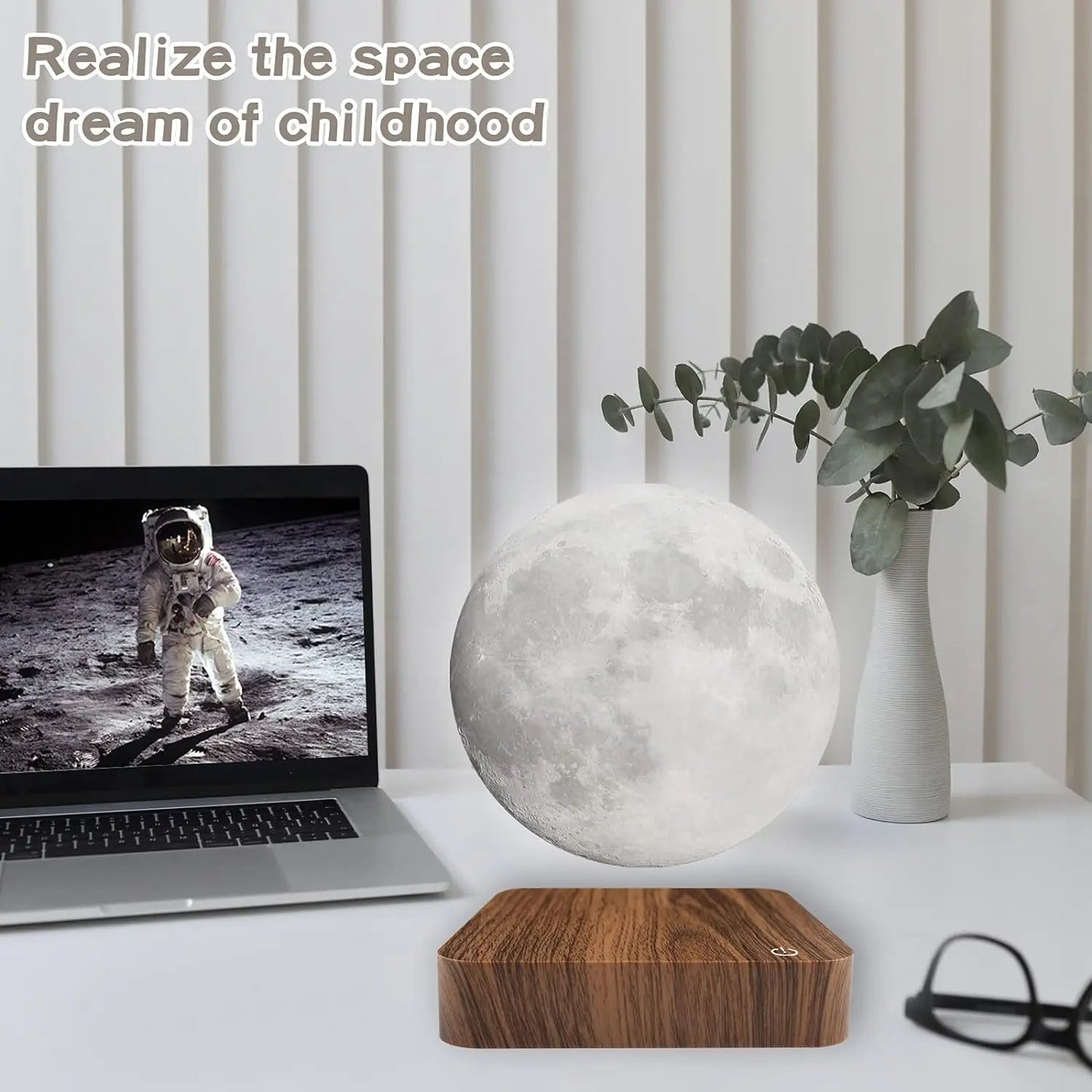 Mexllex Floating Moon Lamp With Base And 3 Color LED