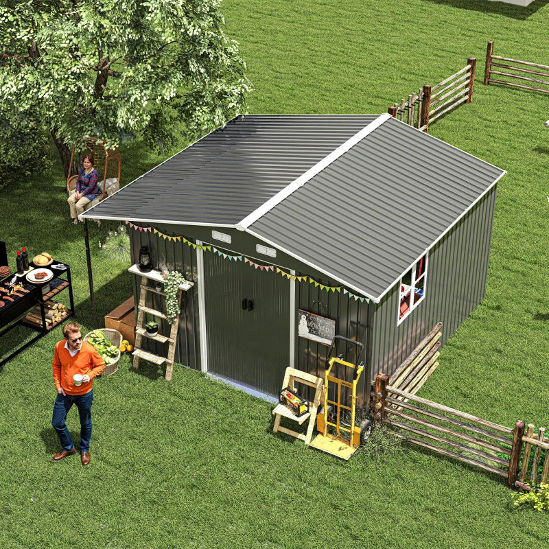 Outdoor Metal Storage Shed With Lockable Door And Chicken Coop