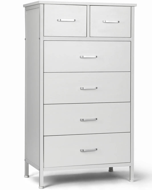Six-Drawer Dresser With Steel Frame For Bedroom And Living Room