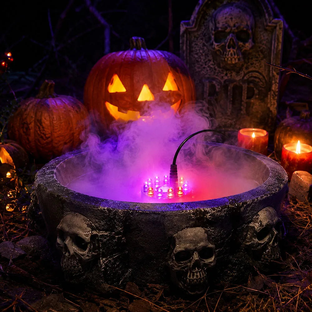 Halloween Fog Machine With LED Pumpkin Light For Outdoor Decorations