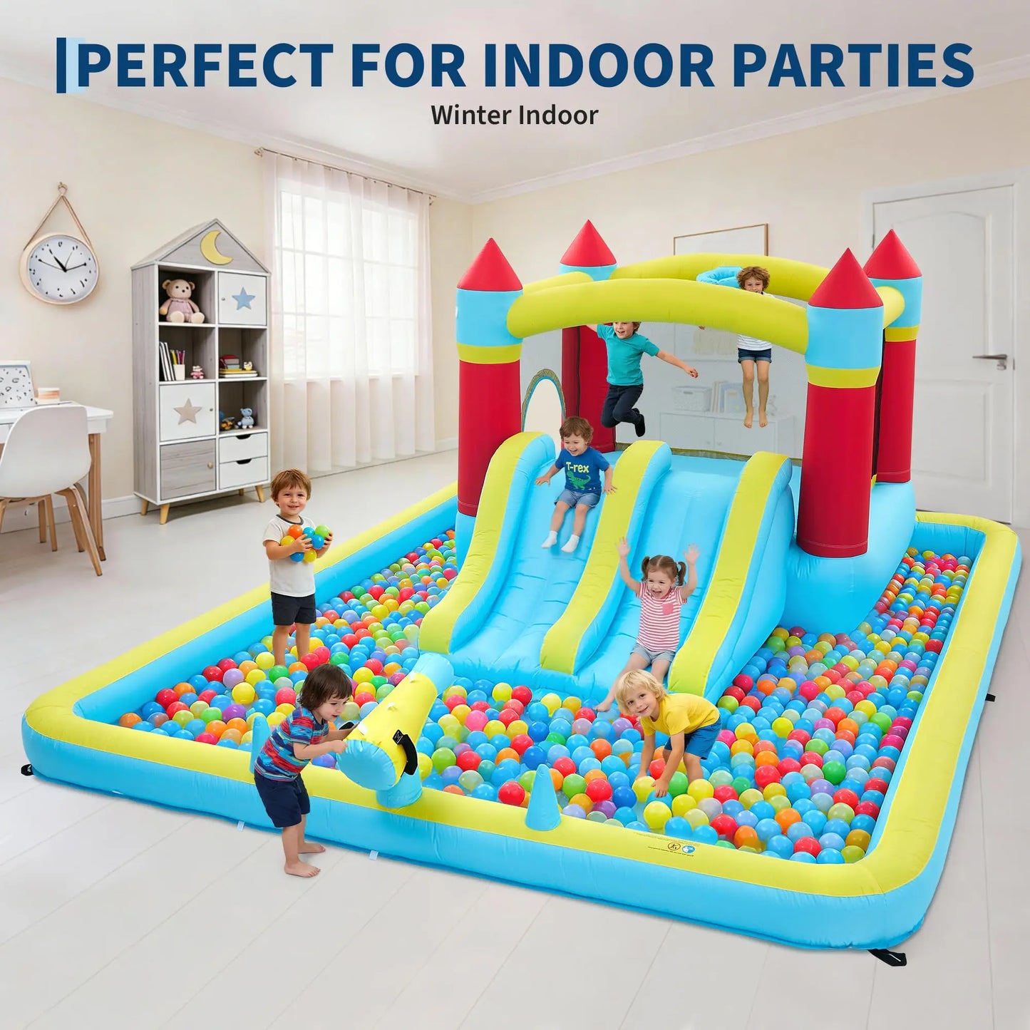 HiMISS 7-in-1 Inflatable Bounce House With Slide And Water Park