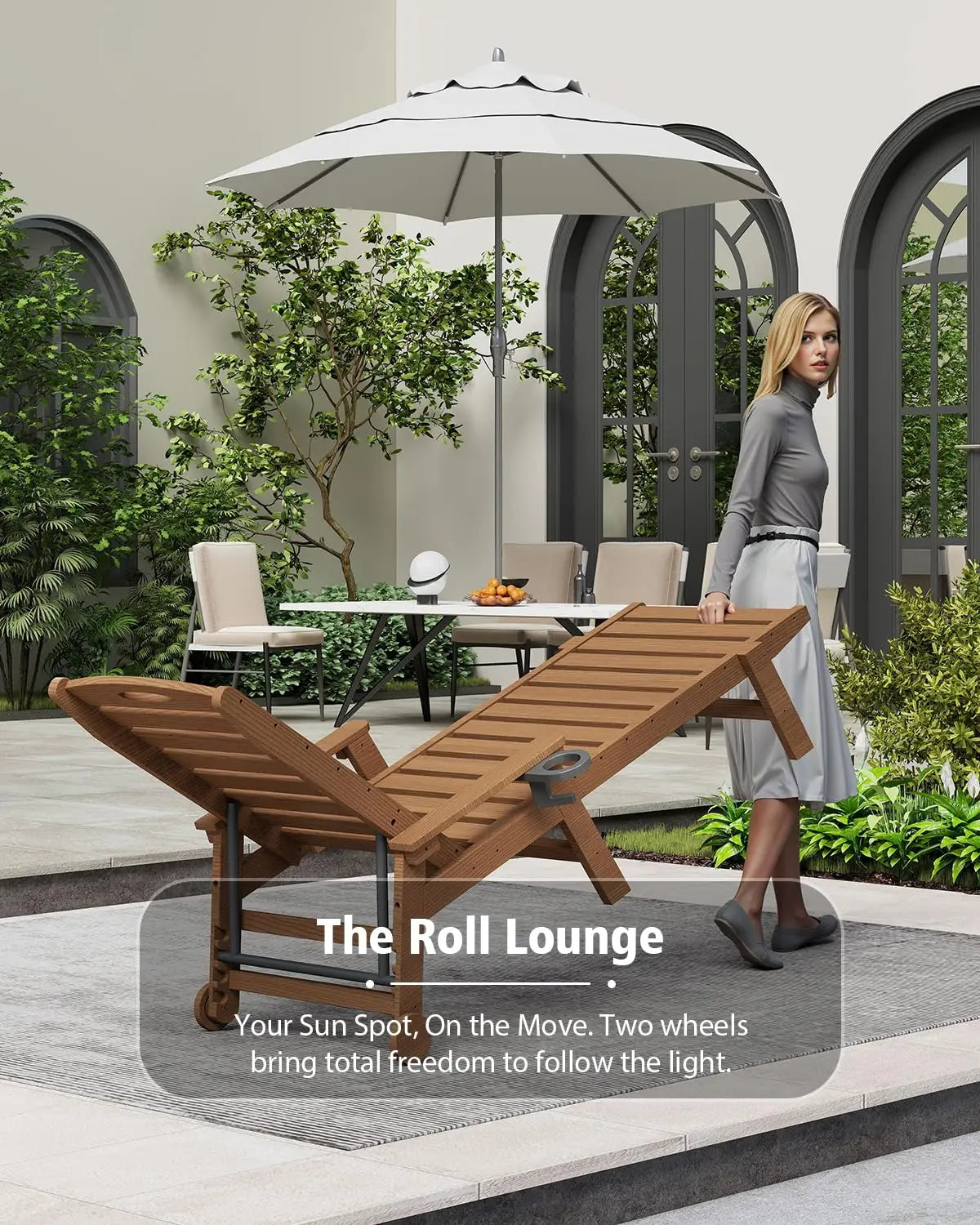HDPE Outdoor Lounge Chairs Set of 2 Adjustable Pool Chaise