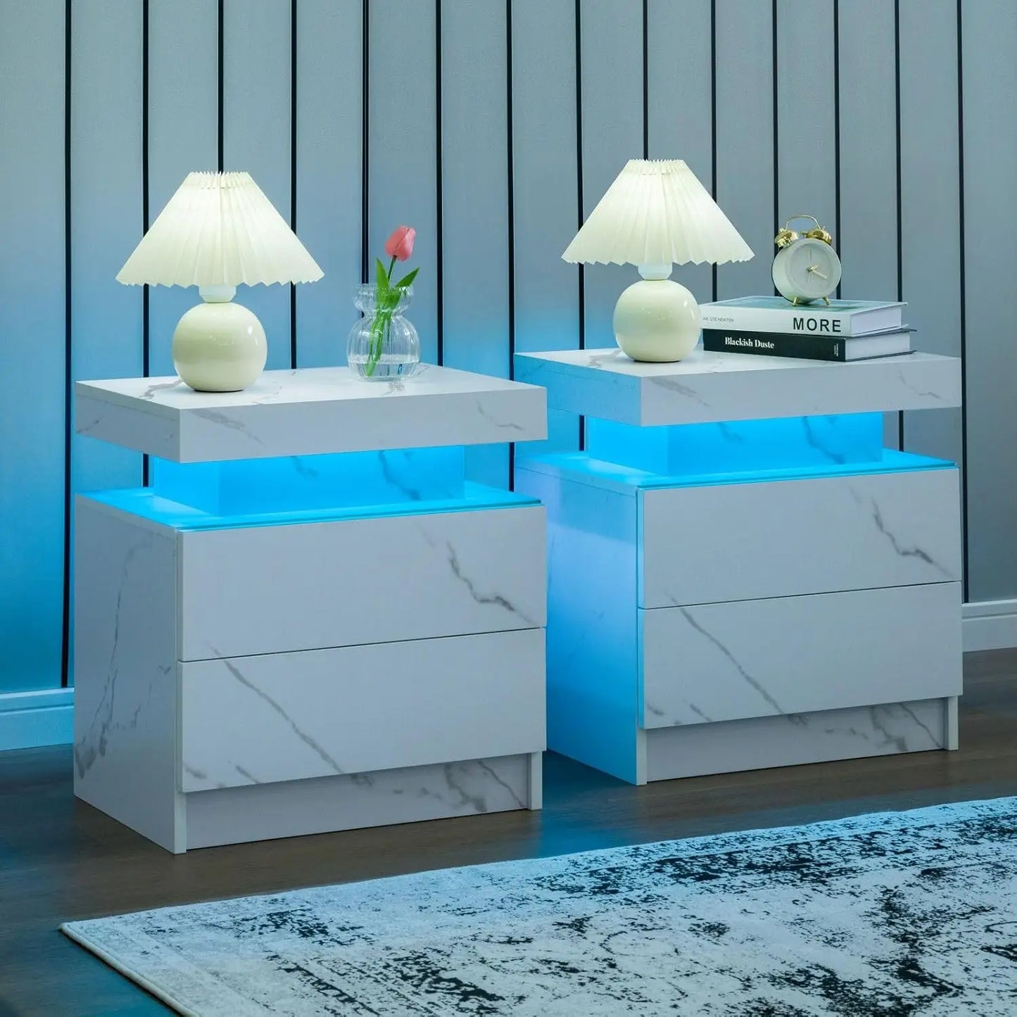 MOYU Nightstand Set of 2 With LED Drawers