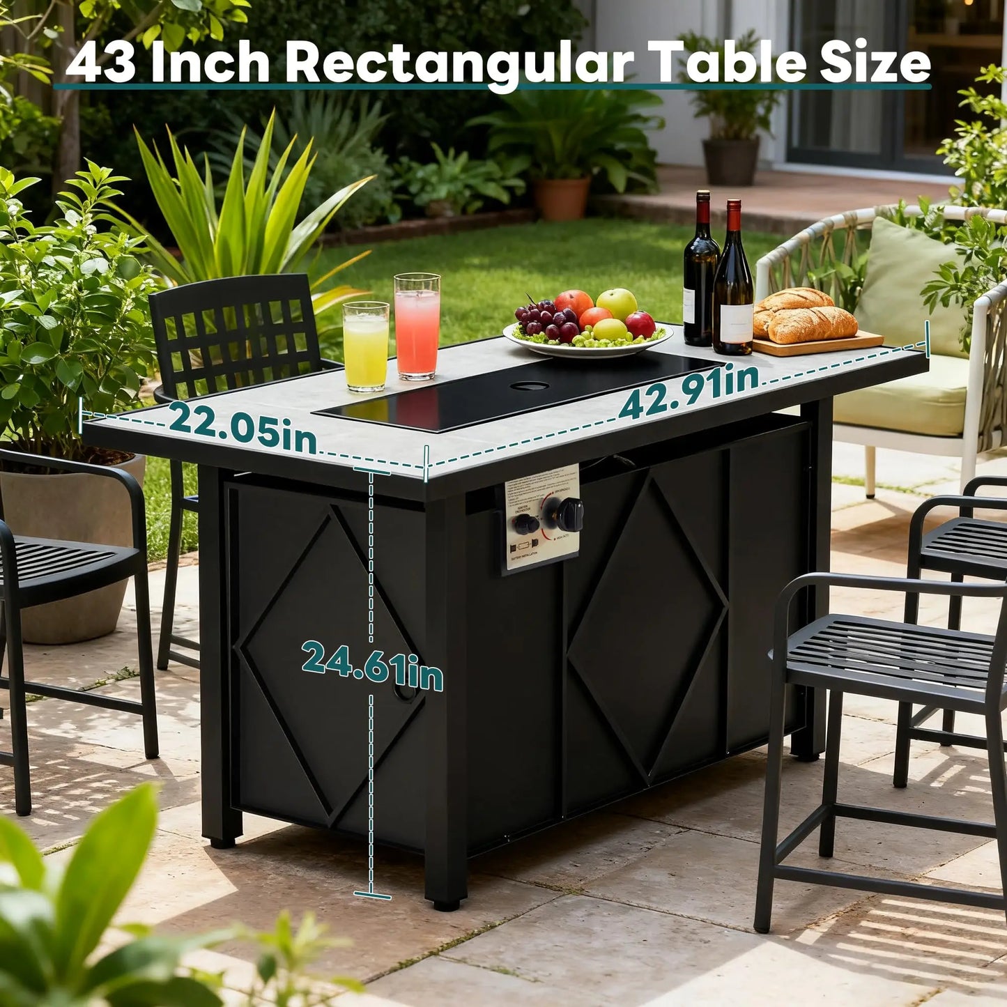 JHK Outdoor Propane Fire Pit Table For Patio 50000 BTU
