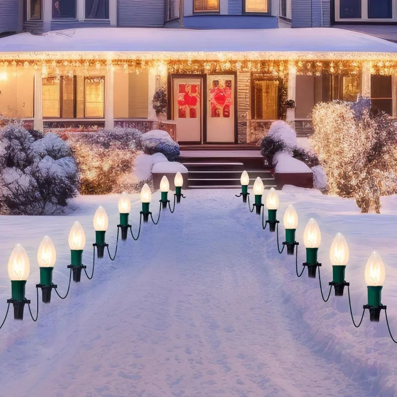 Joyfy Christmas C9 Pathway Lights for Outdoor Holiday Decorations