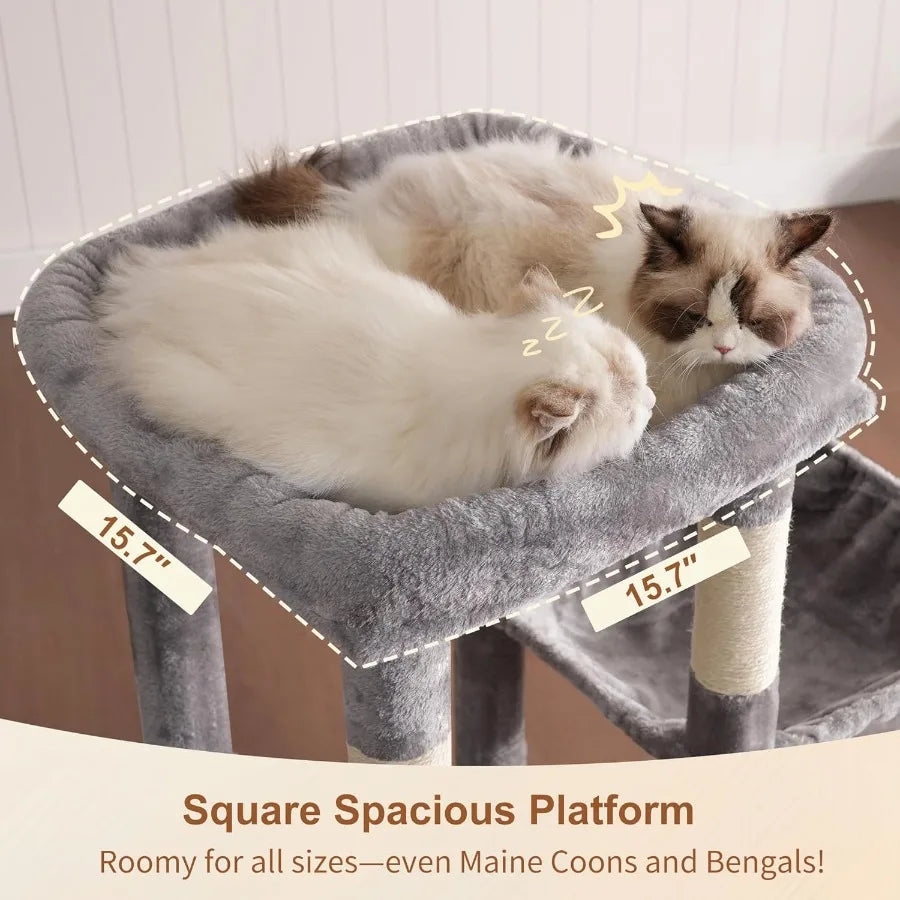 XIUWO Cat Tree For Indoor Cats Tall Multi Level Condo With Sturdy Base