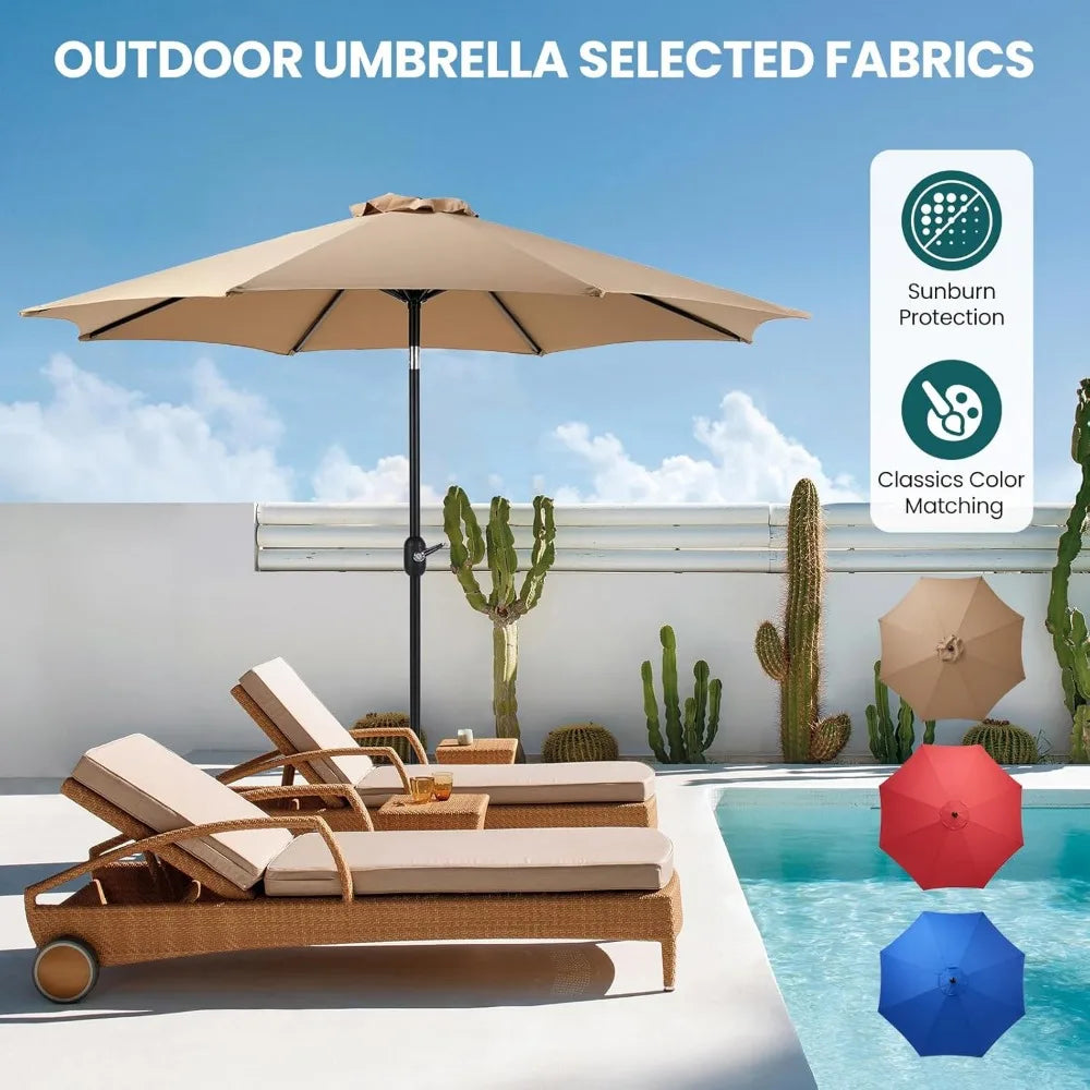 NBVCX Outdoor Patio Umbrella With Tilt Crank And Eight Ribs
