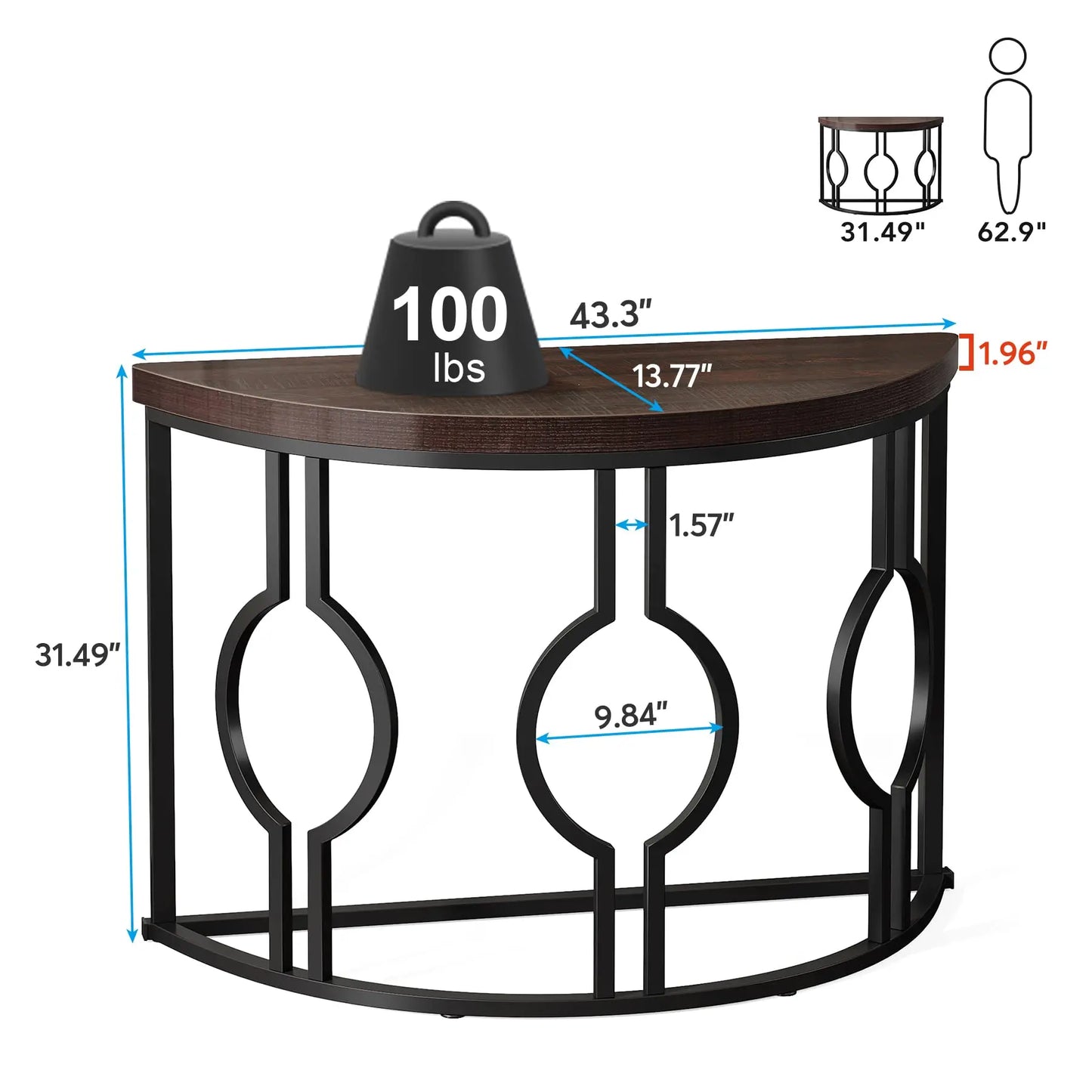 Little Tree Half Moon Console Table With Geometric Base
