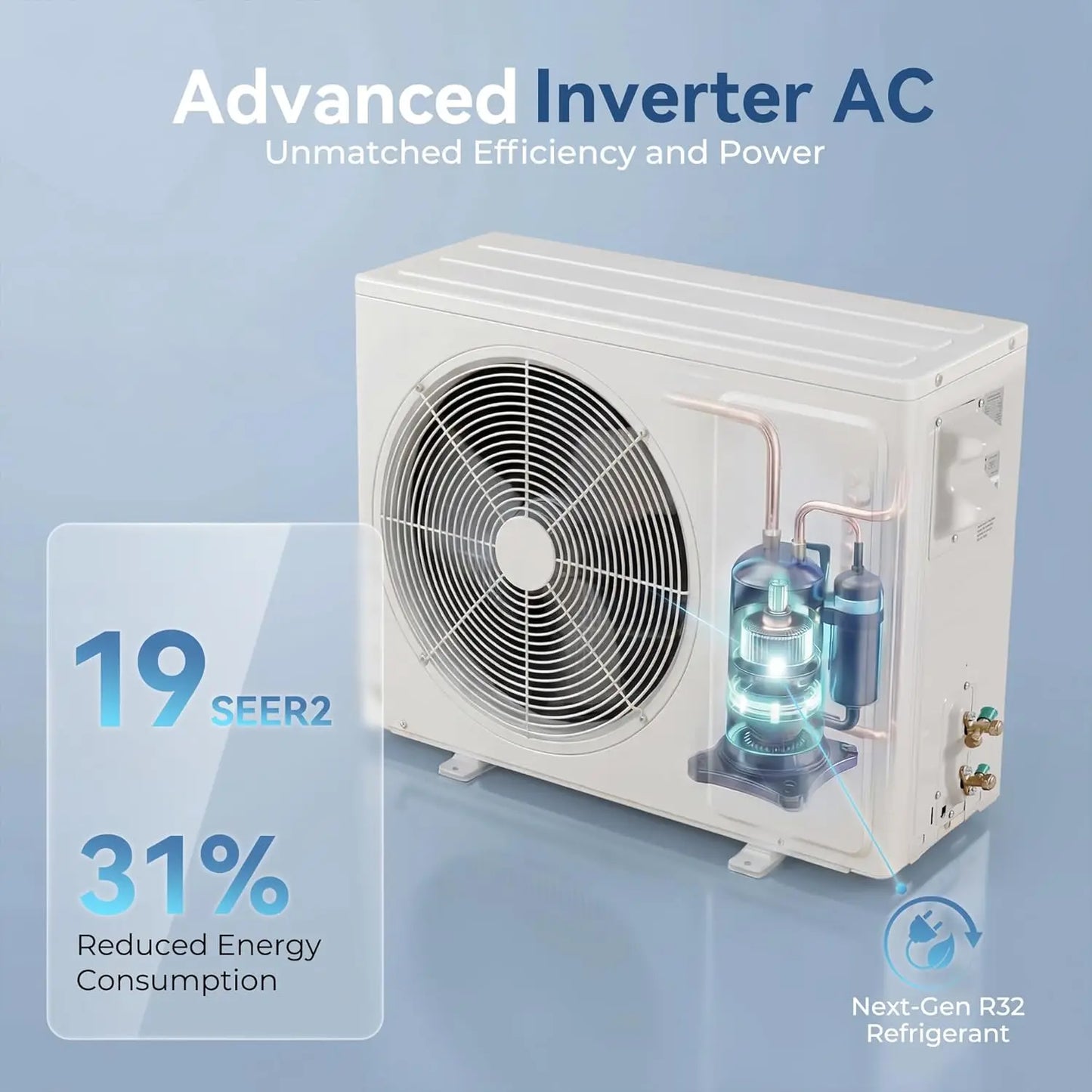 12000 BTU Mini Split AC/Heating System, 19 SEER2 115V Inverter Air Conditioner with 1 Ton Heat pump, Complete, Customized