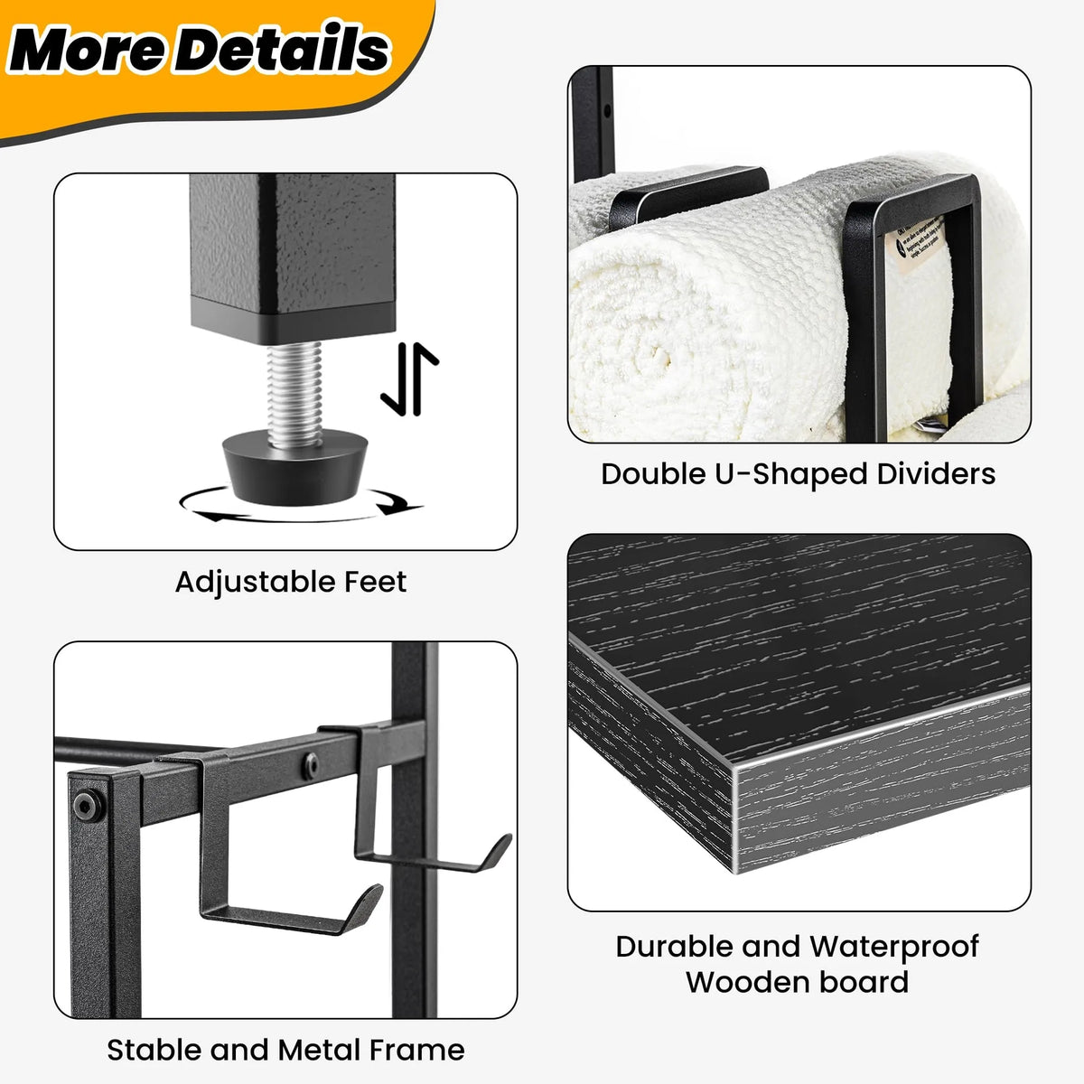 Freestanding Bathroom Towel Rack with Dual-Sided Rolled Towel Storage