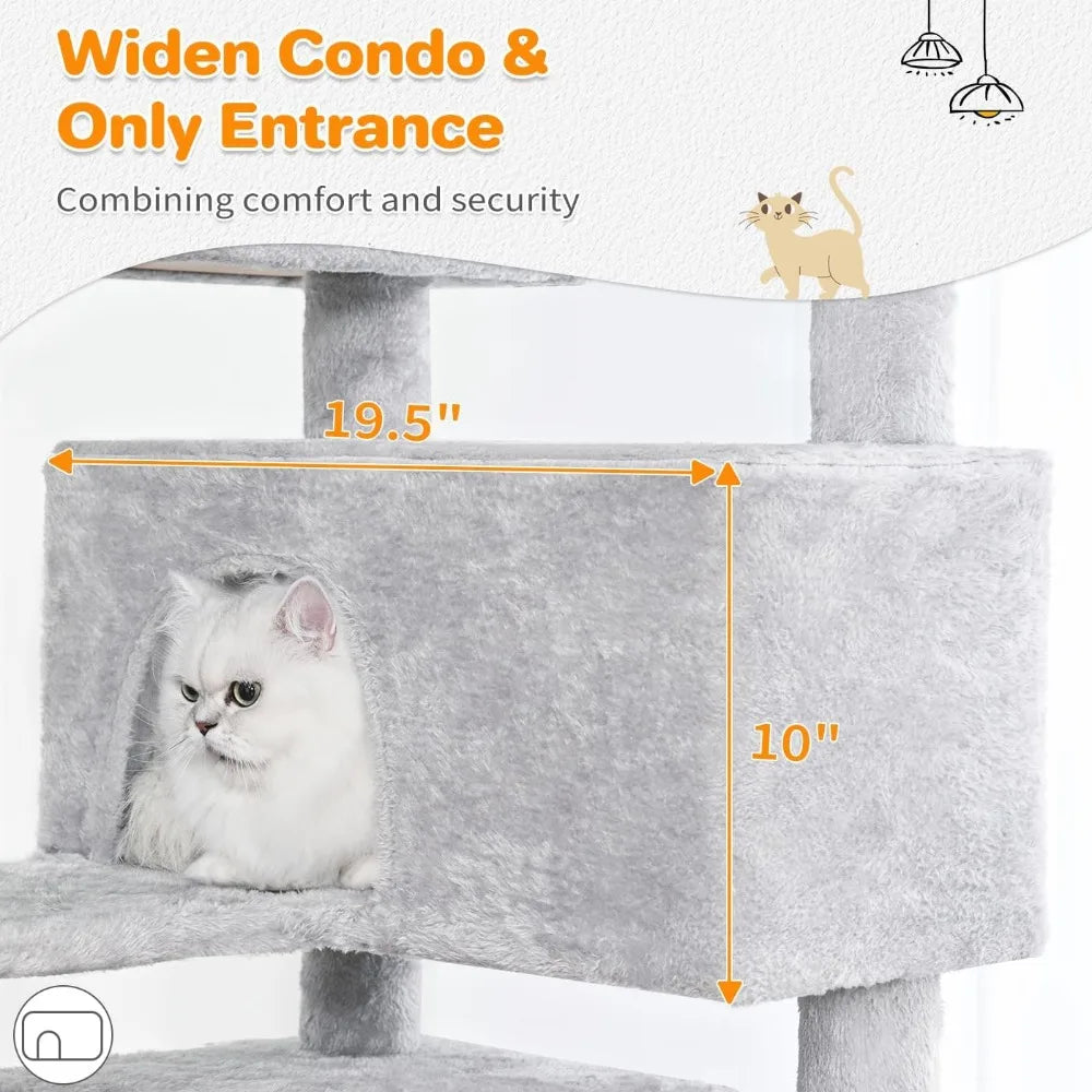 NBVCX Multi Level Cat Tree With Condos And Scratching Posts
