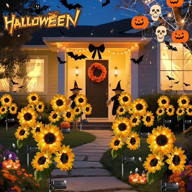 Solar Powered Sunflower LED Garden Decor for Outdoor Pathways