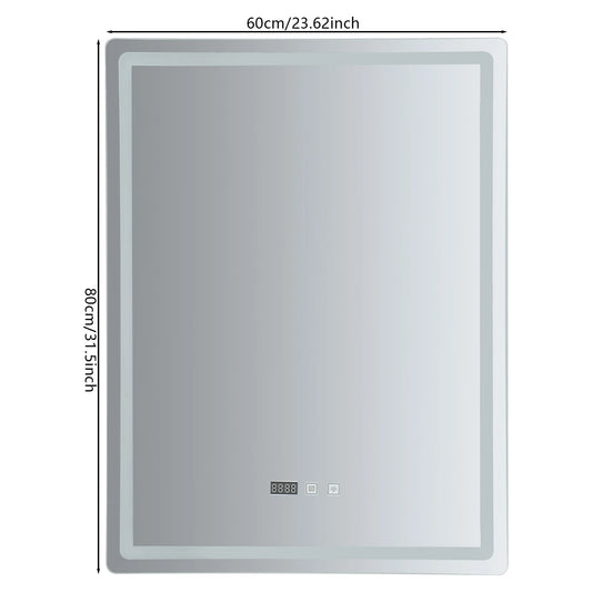 Led Wall Mounted Bathroom Mirror With Anti Fog Time Display