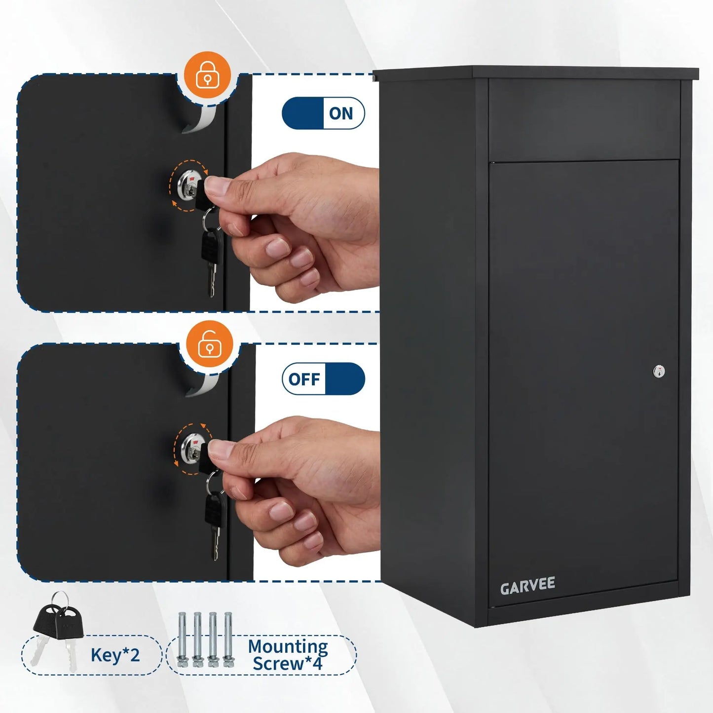 HiMISS Outdoor Parcel Delivery Box Galvanized Steel Lockable Drop Box Wall Mount