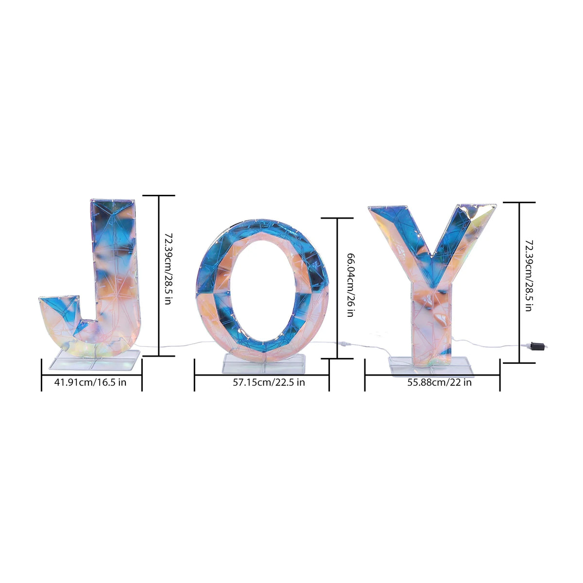 Outdoor Christmas JOY LED Lighted Metal Holiday Yard Decorations