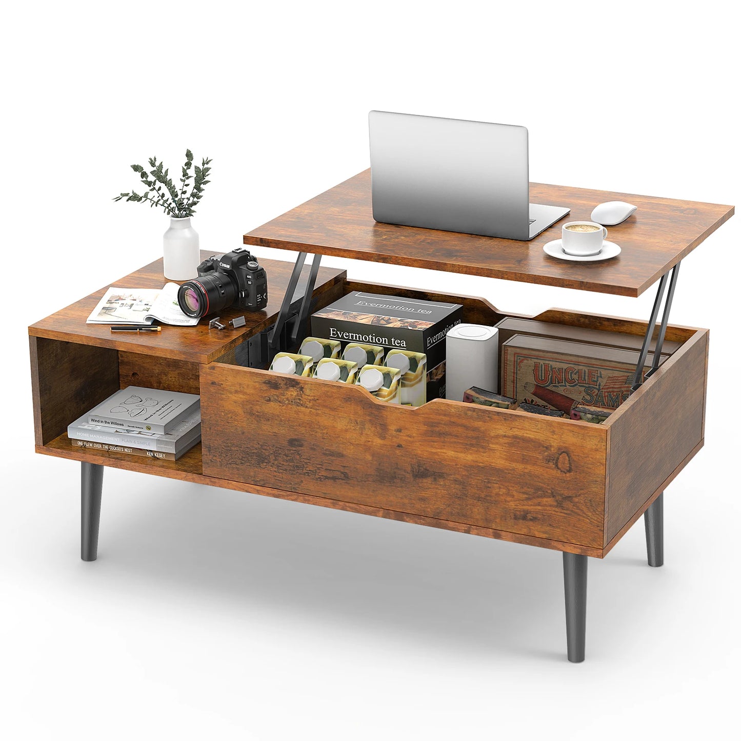 JHK Lift Top Coffee Table With Storage Adjustable Living Room Table