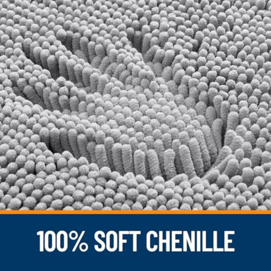 Soft Absorbent Chenille Bath Rug With Rubber Backing