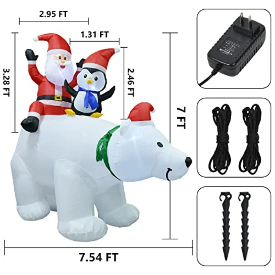 Oloey Inflatable Polar Bear Christmas Yard Holiday Outdoor Decor