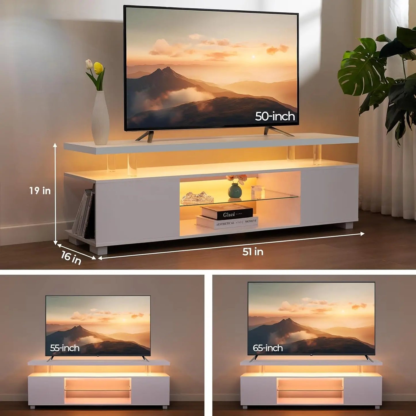 Modern Wooden TV Stand With Storage For Living Room Entertainment